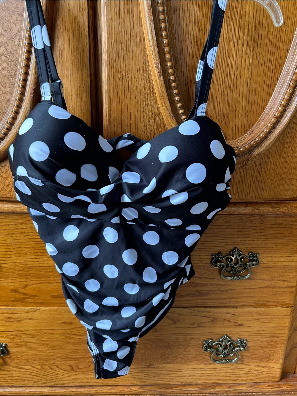Black Polka Dot Swim One-Piece Swimsuitr